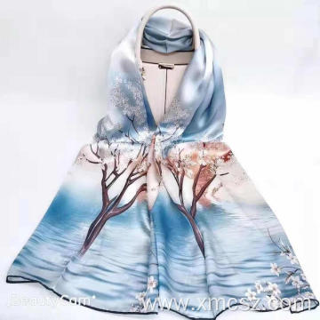 Custom digital print satin cotton scarf silk scarves